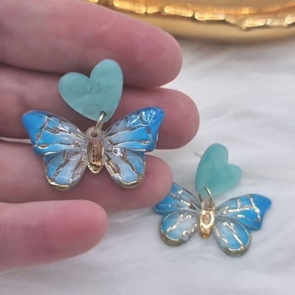 New BUTTERFLY dangle earrings with 925 silver posts - Picture 6 of 13